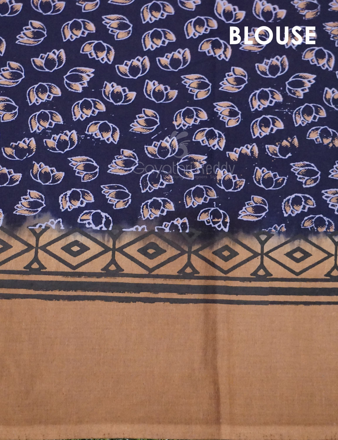 Chikoo Colored Block Print Pure Mulmul Cotton By Gayathri Reddy Designer Studio | Swadesiicart