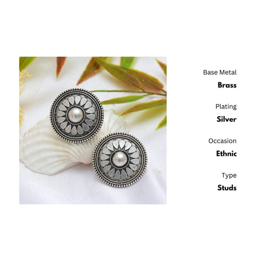 New Stylish Oxidized Gold-Polished Gold Studs Earrings for Womens by House of Ree | Swadesiicart