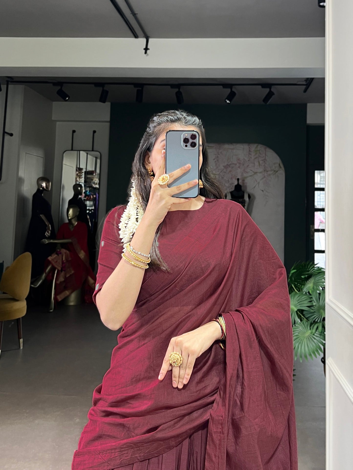 Lorenvalley Fashion Maroon Pure Chanderi Zari Weaving Work Lehenga Choli with Dupatta - Swadesiicart