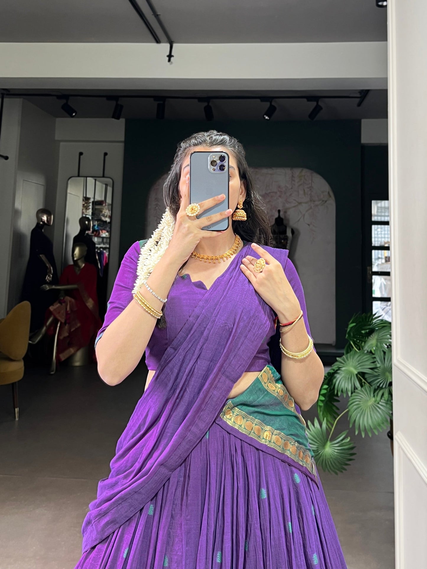Lorenvalley Fashion Purple Pure Chanderi Zari Weaving Work Lehenga Choli with Dupatta - Swadesiicart