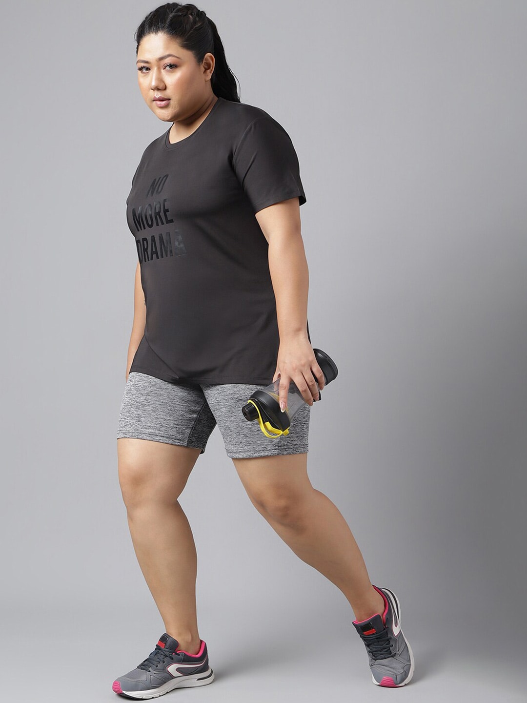 MKH Plus Size Typography Printed Dri-FIT Relaxed Fit Drop-Shoulder Sleeves Gym T-shirt - Swadesiicart
