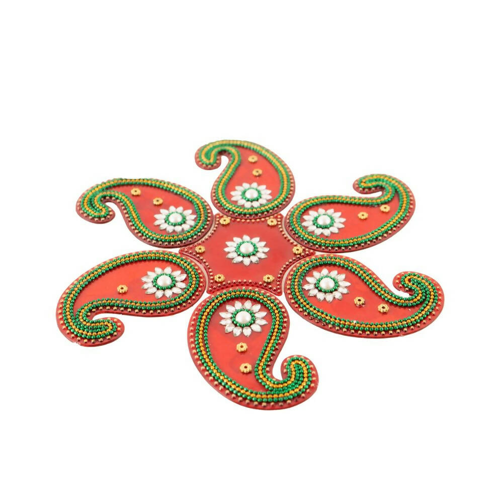 Kundan HandiKrafts Mango Rangoli Red Color (Medium) - Swadesiicart