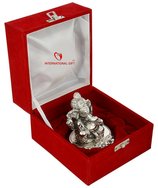 International Gift Silver Plated Pagdi Ganesh God Idol - Swadesiicart