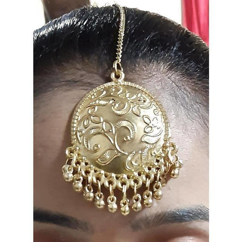 MS Fashion India Artificial Gold-Polished Drops Chandbali Maang Tikka | Swadesiicart