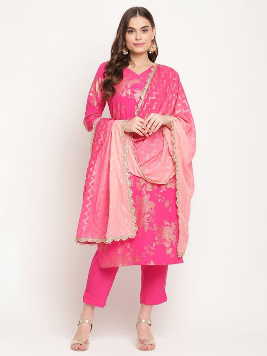 Ahalyaa Dark Pink Crepe Printed Salwar Suit Sets With Dupatta | Swadesiicart