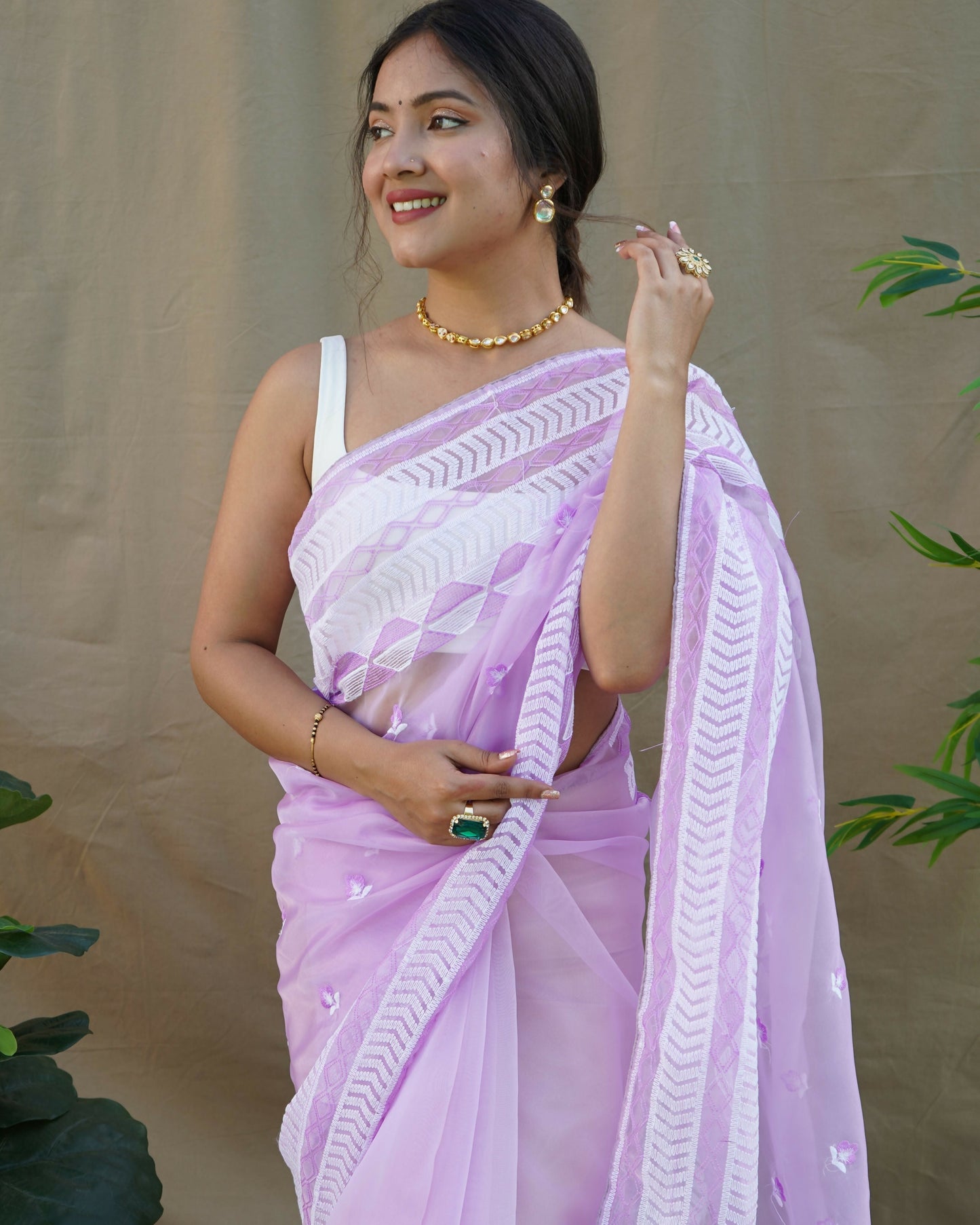 Vamsee Kamal Purple Organza Saree - Swadesiicart
