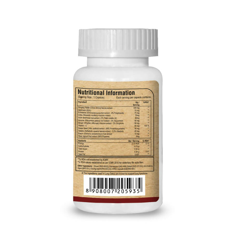 Pure Nutrition Lung Detox with Vitamin C & Grape Seed Extract Veg Capsules - Swadesiicart