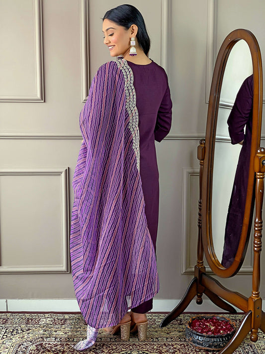 Partywear Designer Viscose Silk Wine Stitched Suit With Dupatta - Tanisha | Swadesiicart