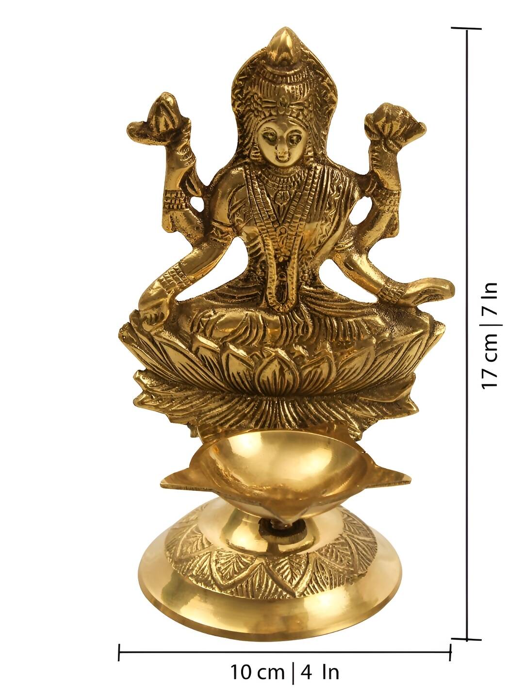 Spillbox Gold-Toned Brass Lakshmi Diya Pooja Essential | Swadesiicart