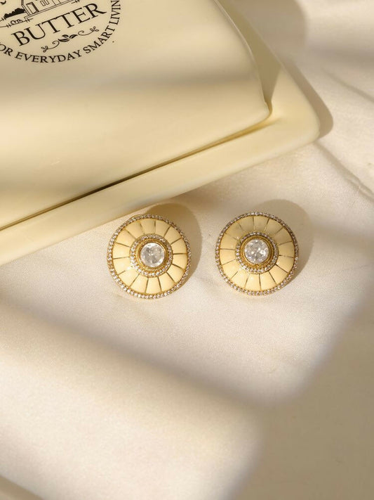 Women's Kundan Pearl earrings - Ruby Raang | Swadesiicart