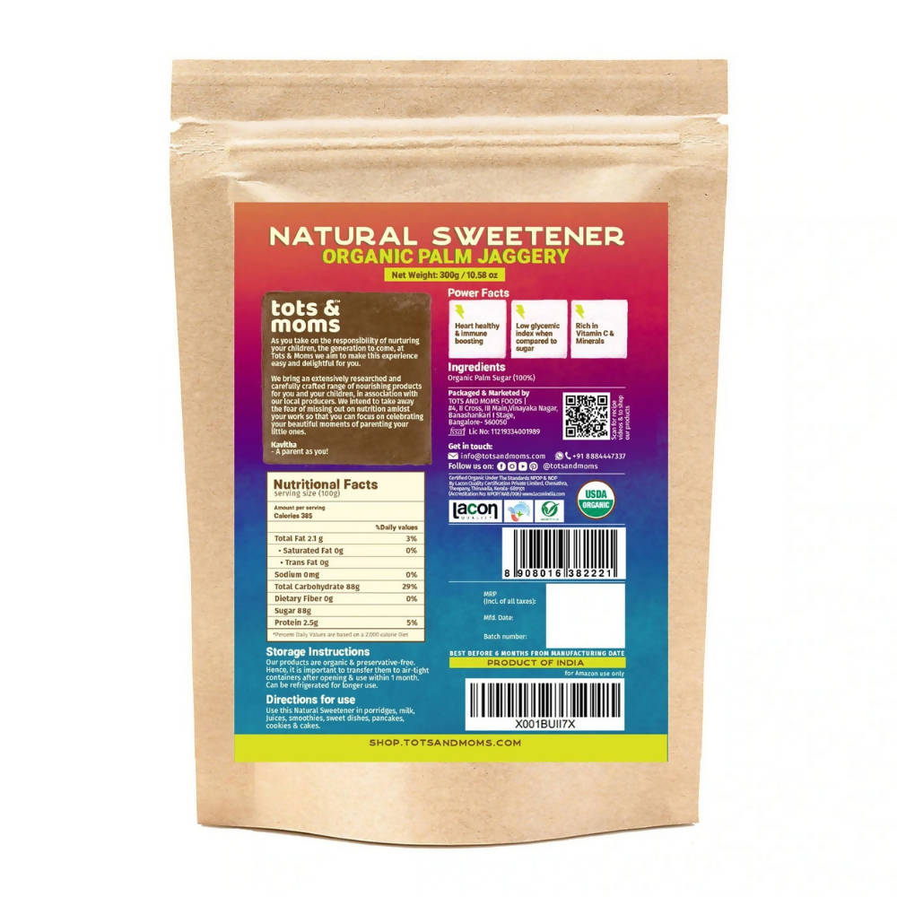 Tots and Moms Organic Palm Jaggery Sweetener - Swadesiicart