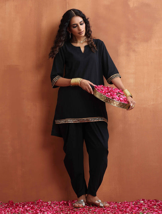 trueBrowns Black Cotton Co-ord Set - Swadesiicart