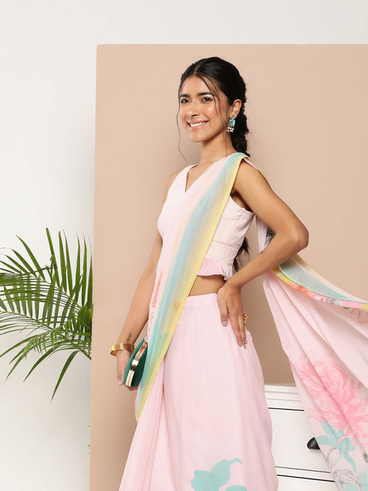 Ahalyaa Women Chiffon Floral Saree | Swadesiicart