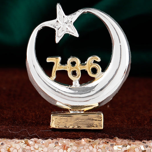 Estele Gold-Polished Spiritual 786 Chand Taara Idol for Home Decorative/ Car Dashboard - Swadesiicart