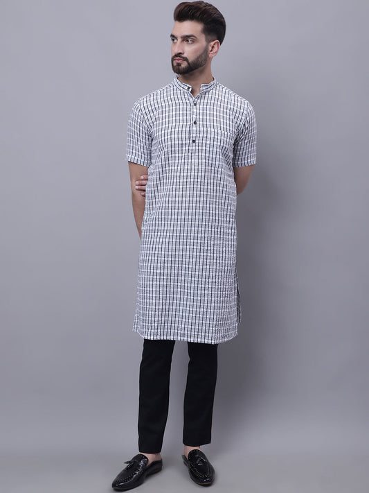 Even Apparels Multi Pure Cotton Short Sleeves Kurta With Band Collar | Swadesiicart