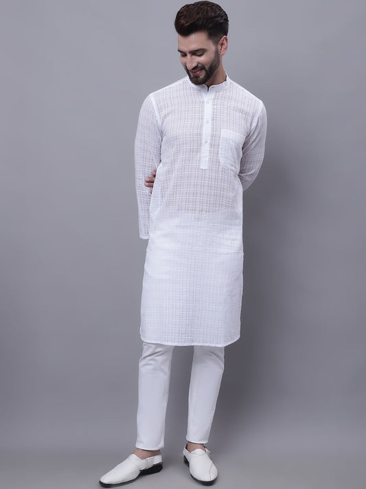Even Apparels White Pure Cotton Kurta With Band Collar | Swadesiicart