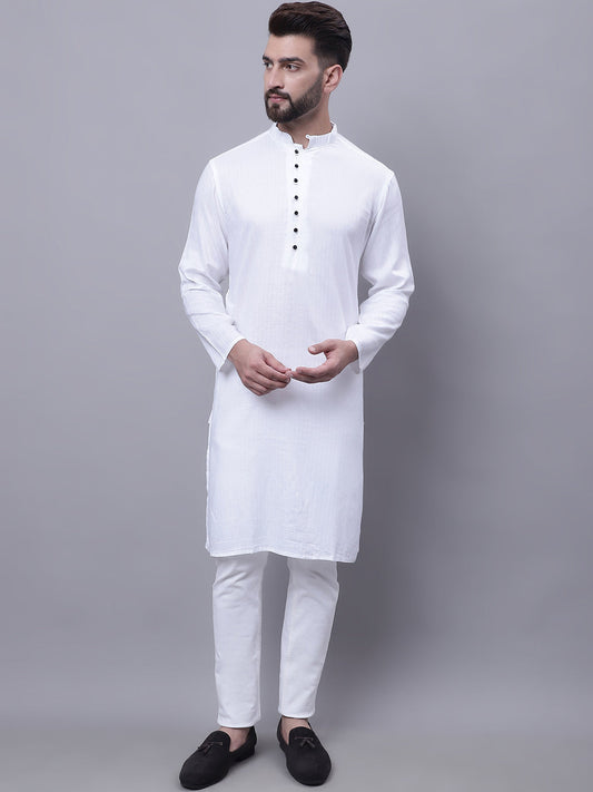 Even Apparels White Pure Cotton Kurta With Band Collar | Swadesiicart