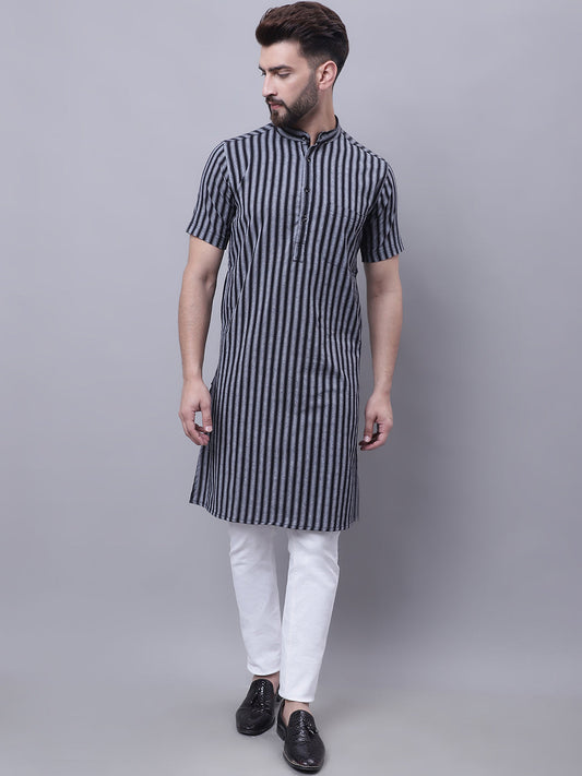 Even Apparels Multi Pure Cotton Short Sleeves Kurta With Band Collar | Swadesiicart