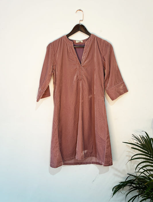 trueBrowns Pink Velvet Co-ord Set - Swadesiicart