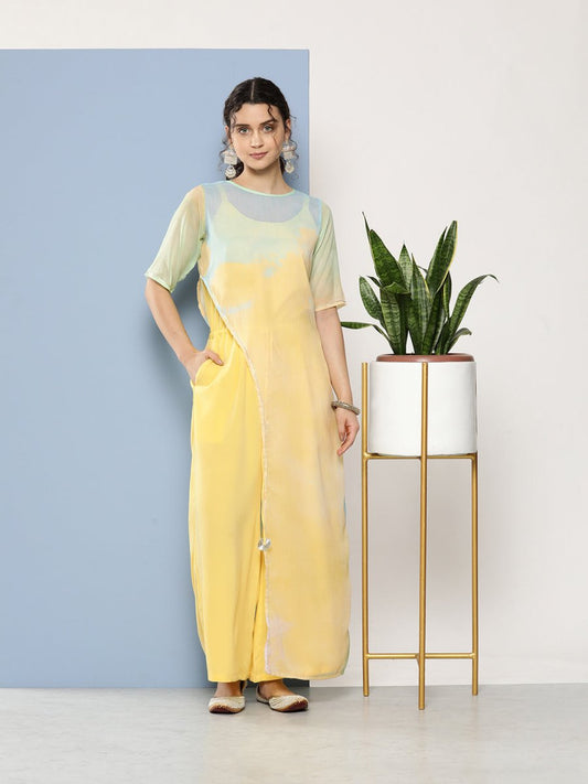 Ahalyaa Printed Waist Tie-Ups Basic Jumpsuit | Swadesiicart