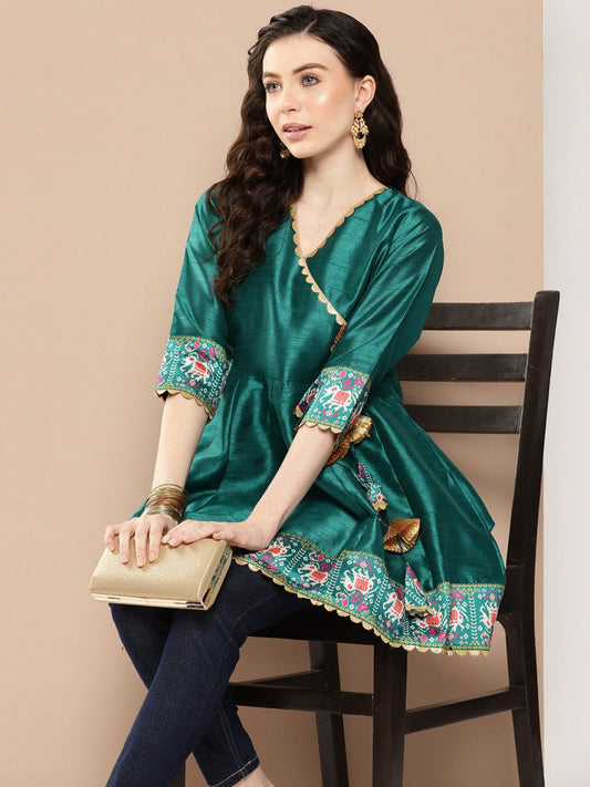 Ahalyaa Embroidered Ethnic Tunic | Swadesiicart