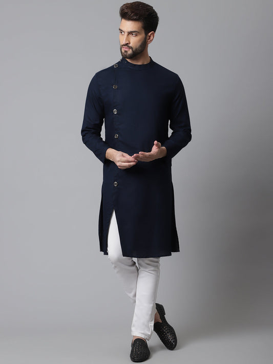 Indian Clothing Even Apparels Blue Sherwani Kurta With Asymetrical Cut | Swadesiicart