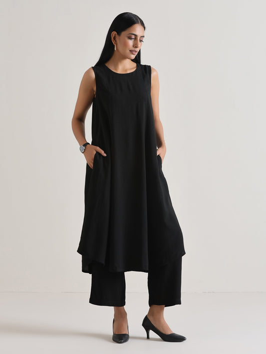 trueBrowns Black Panelled Co-ord Set - Swadesiicart