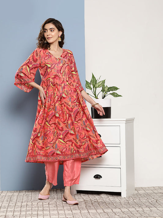 InWeave Women's Camellia V Neck Kurta Set - Swadesiicart