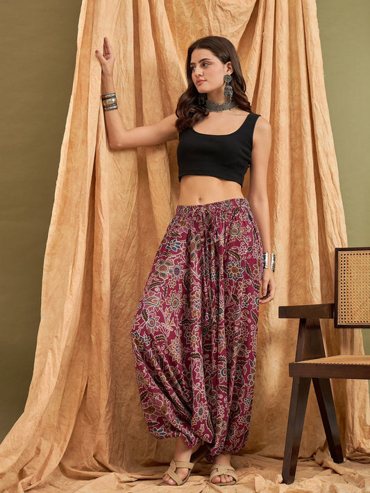 InWeave Burgundy Big Jaal Harem Pant - Swadesiicart