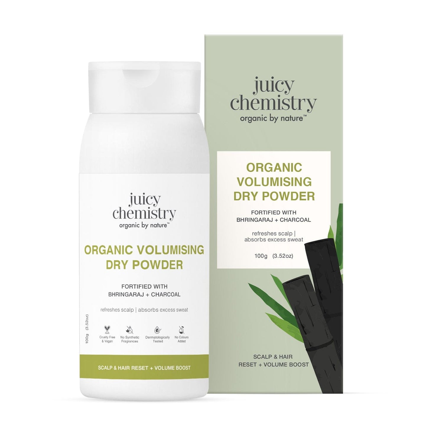 Organic Volumising Dry Powder Fortified with Bhringaraj + Charcoal