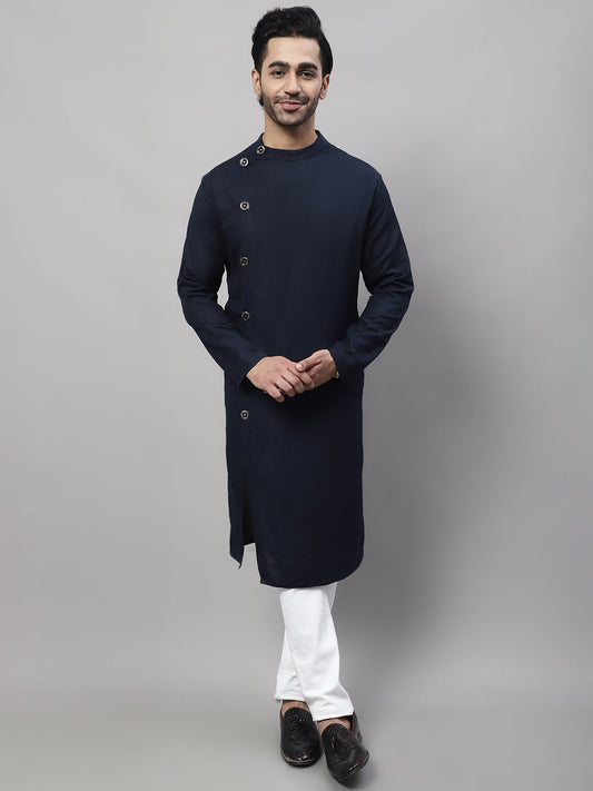 Even Apparels Blue Sherwani Kurta With Asymetrical Cut | Swadesiicart