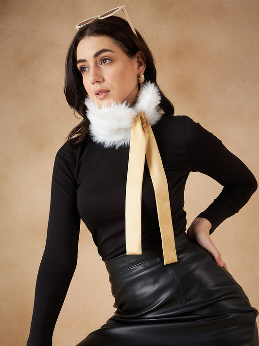 InWeave Women's Pure White Fur Neckpiece - Swadesiicart