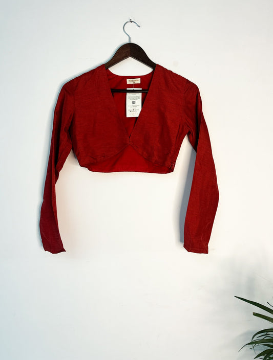 trueBrowns Rust Silk Blouse | Swadesiicart
