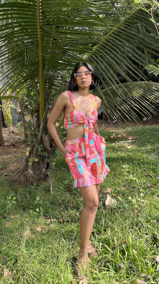 Noroke Modal satin Marble Print Co-Ord Set Women - Swadesiicart
