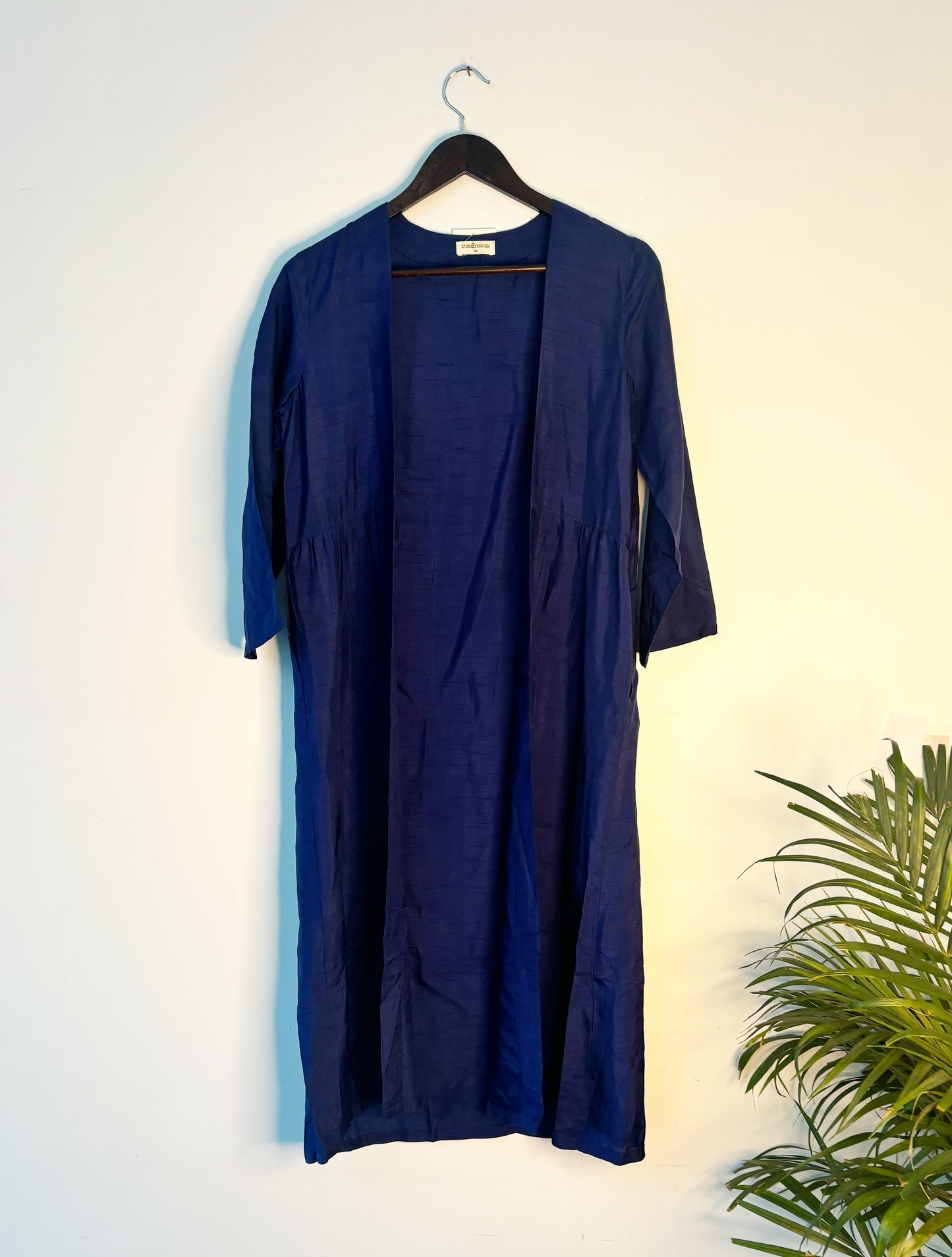 trueBrowns Blue Raw Silk Jacket | Swadesiicart