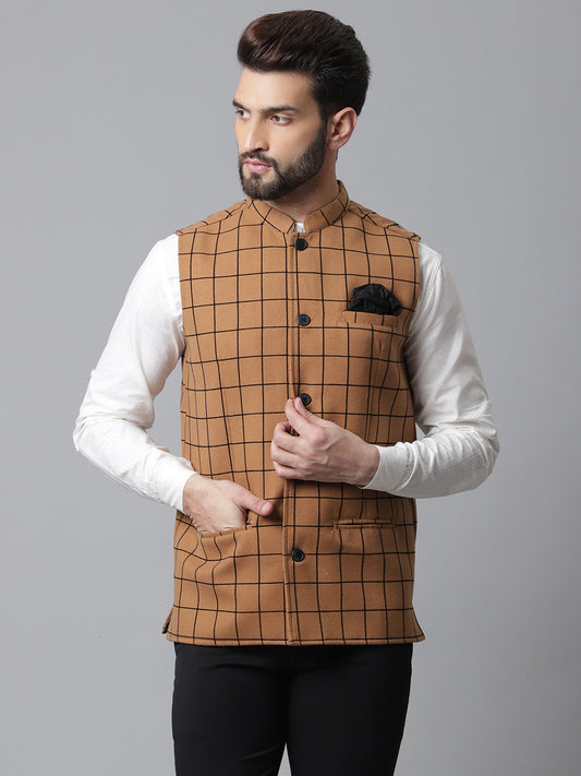 Even Apparels Men's Beige Nehru Jacket With Welt Pockets | Swadesiicart