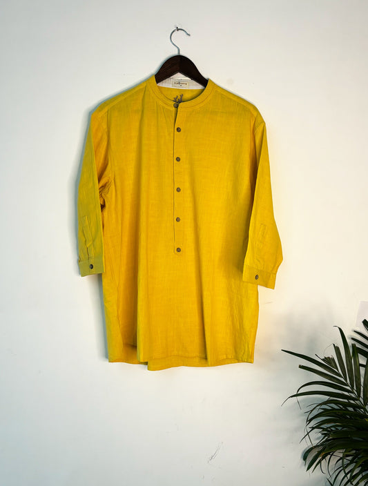 trueBrowns Yellow Slub Short Shirt | Swadesiicart