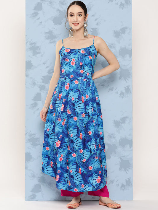 InWeave Women's Blue Pink Japanese Art Strappy Set - Swadesiicart