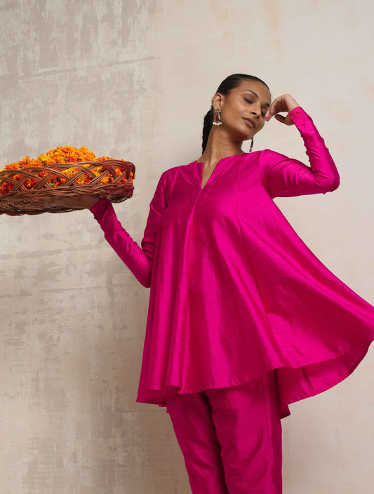 trueBrowns Pink Silk Co-ord Set - Swadesiicart