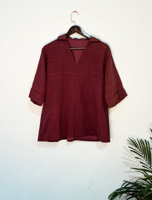 trueBrowns Purple Cotton Dobby Co-ord Set - Swadesiicart