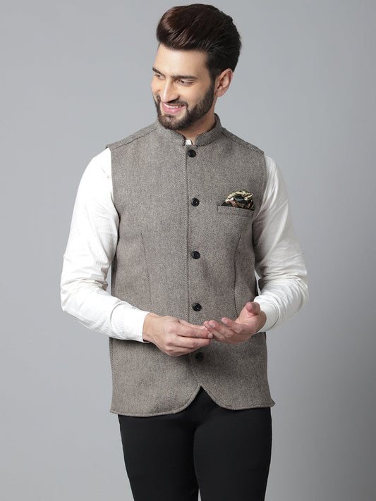 Even Apparels Men's Cream Pure Wool Nehru Jacket | Swadesiicart