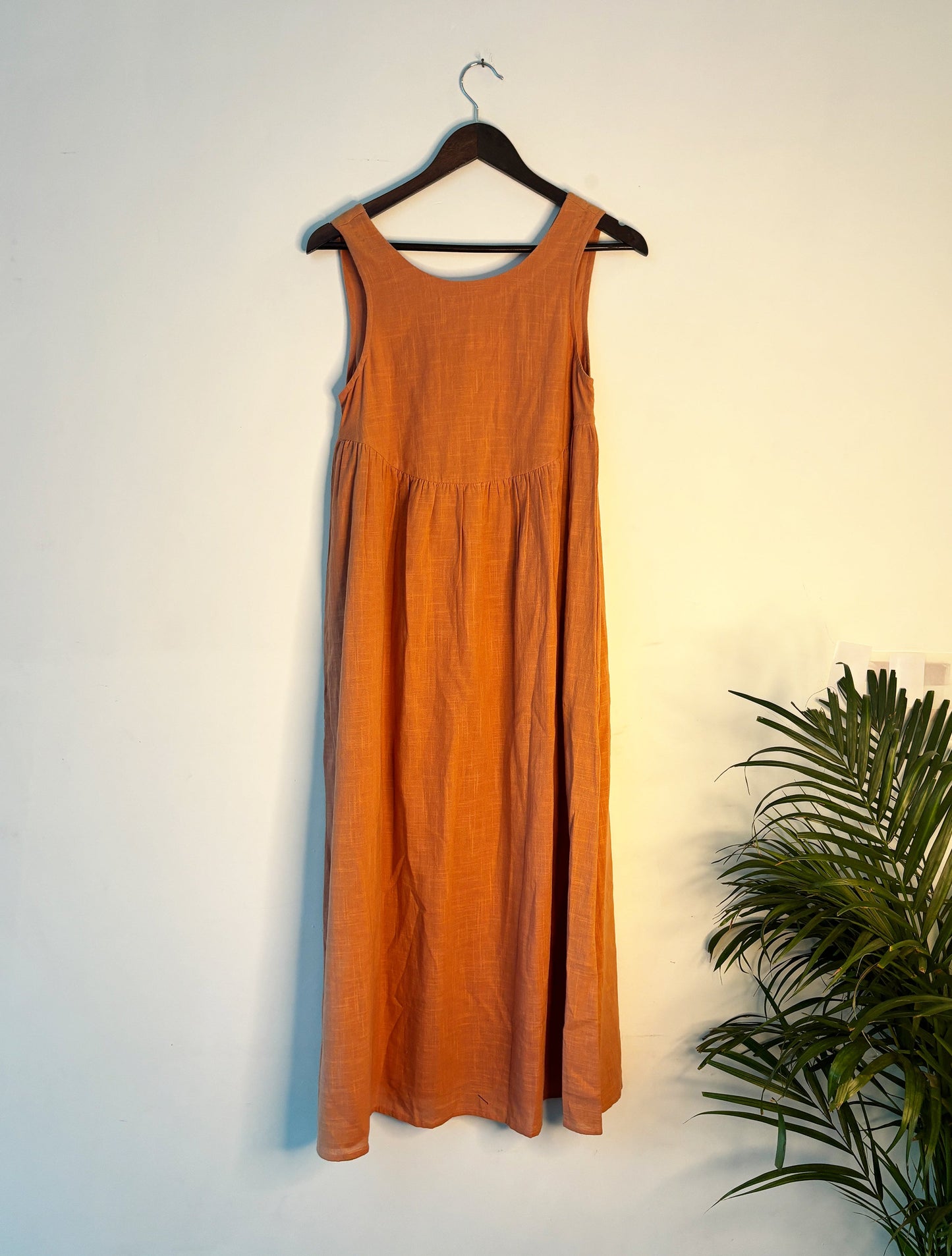 trueBrowns Orange Gauze Dress | Swadesiicart