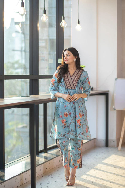 NOZ2TOZ Women's Rayon Floral Printed Co-ords Set - Swadesiicart