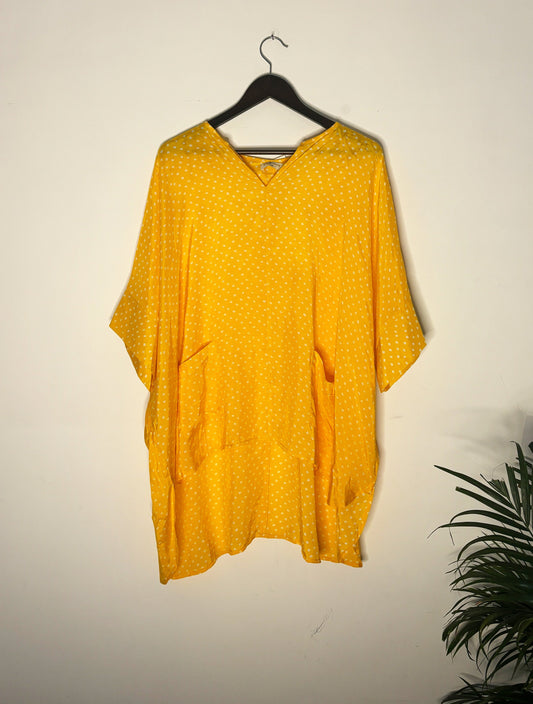 trueBrowns Yellow Lehariya Top | Swadesiicart