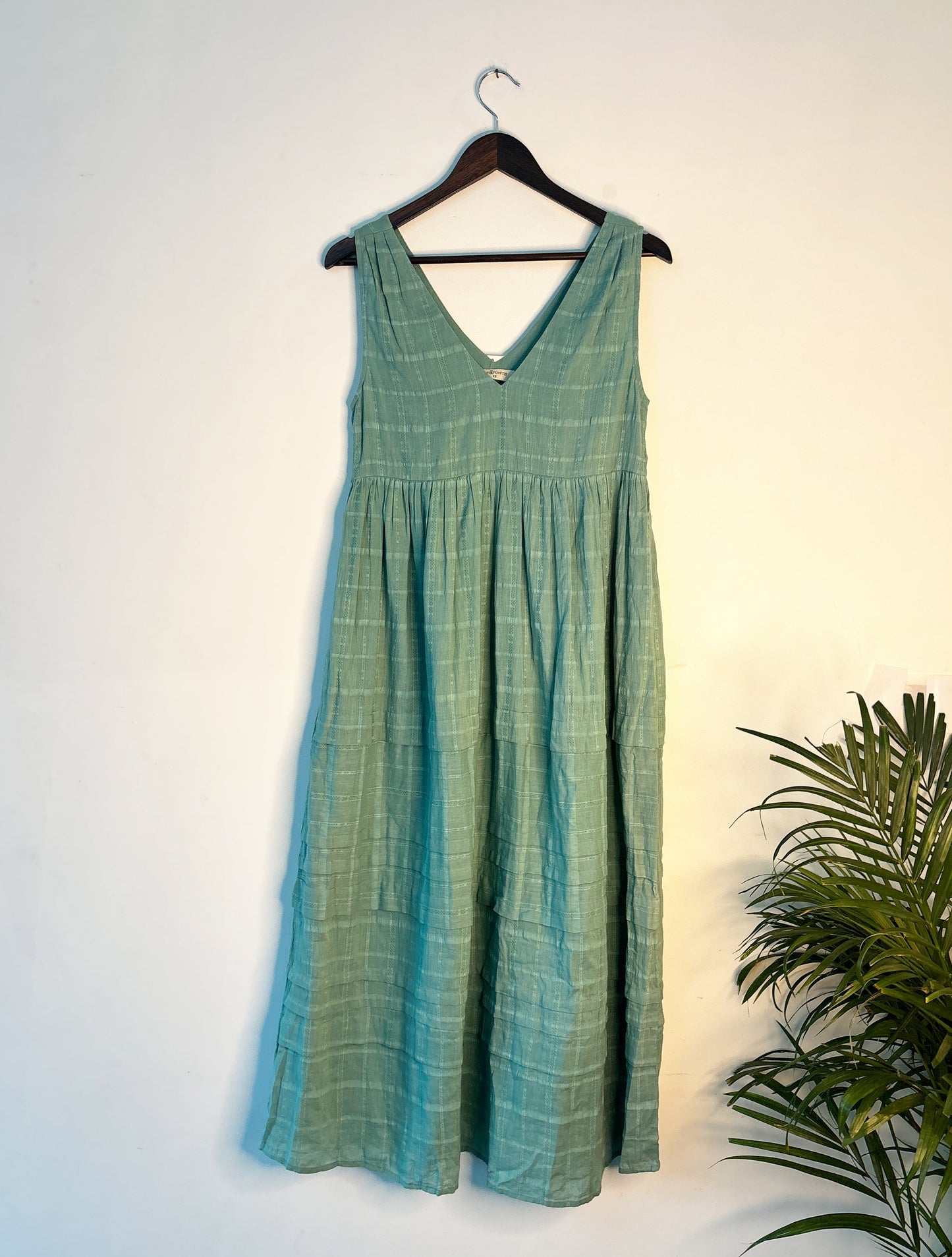 trueBrowns Blue Cotton Dobby Dress | Swadesiicart
