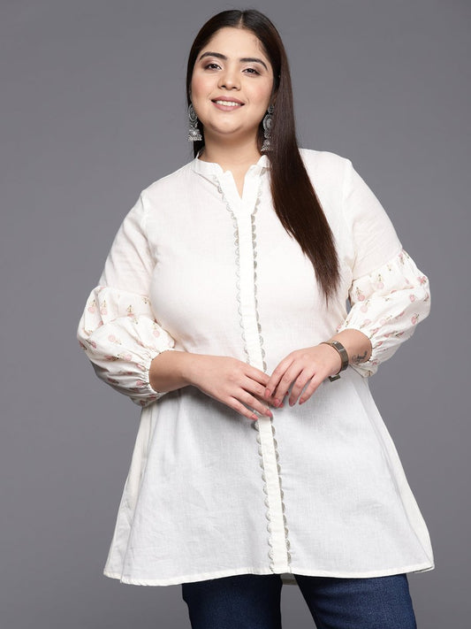 Ahalyaa Mandarin Collar Printed Tunic | Swadesiicart
