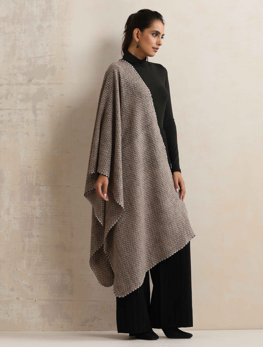 trueBrowns Grey Check Woollen Stole | Swadesiicart
