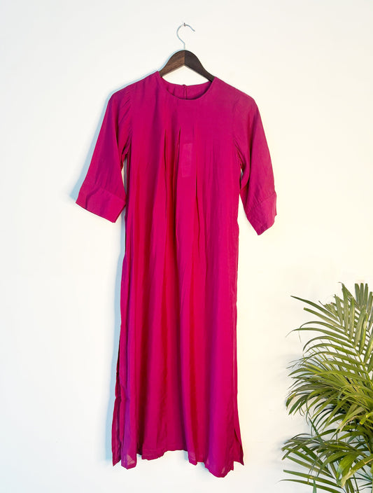 trueBrowns Pink Muslin Long Kurta | Swadesiicart