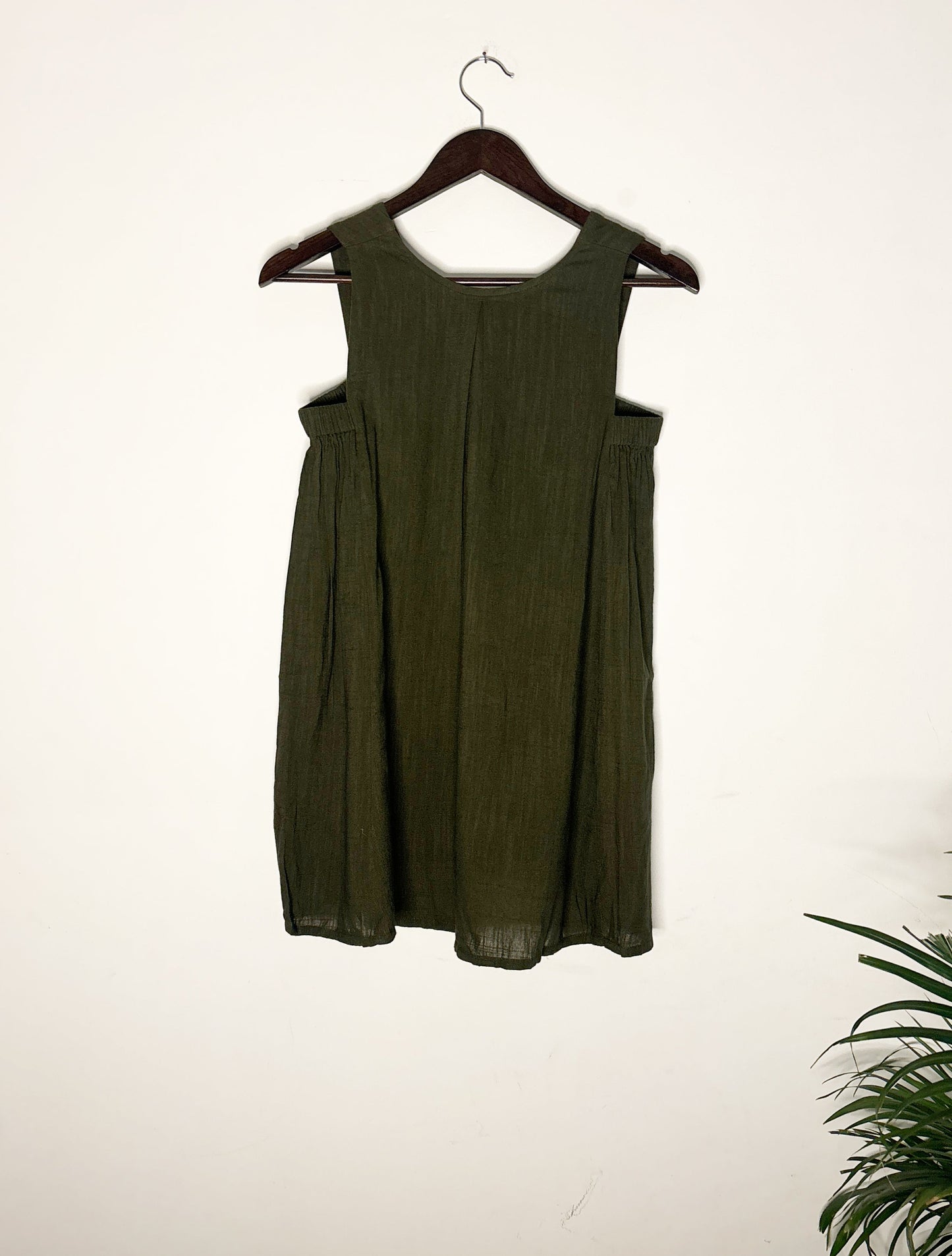 trueBrowns Olive Green Sleeveless Top | Swadesiicart