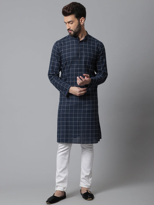 Even Apparels Blue Solid Kurta With Band Collar | Swadesiicart